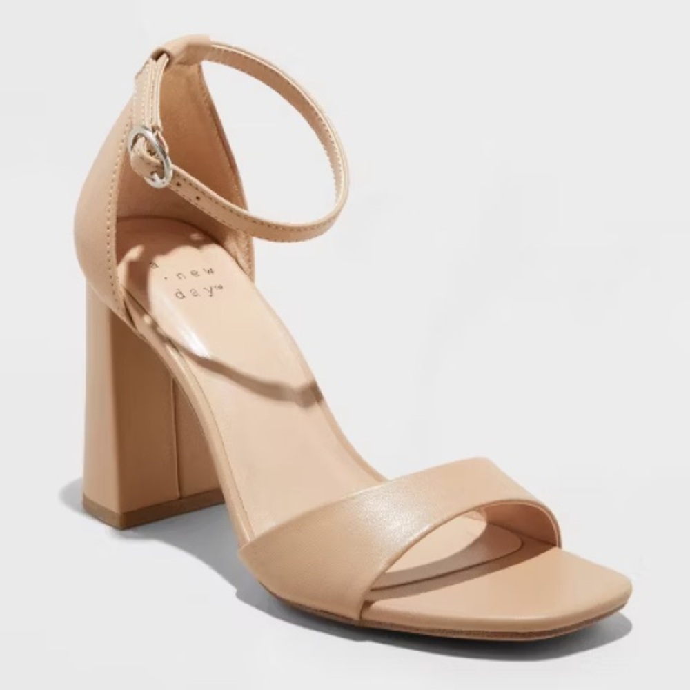 Nude ankle strap heels